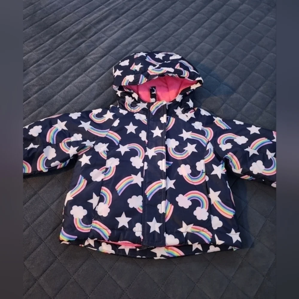 GIRLS NAVY‎ BLUE RAINBOW CLOUD WINTER JACKET SIZE 12-months CHILDREN’S PLACE